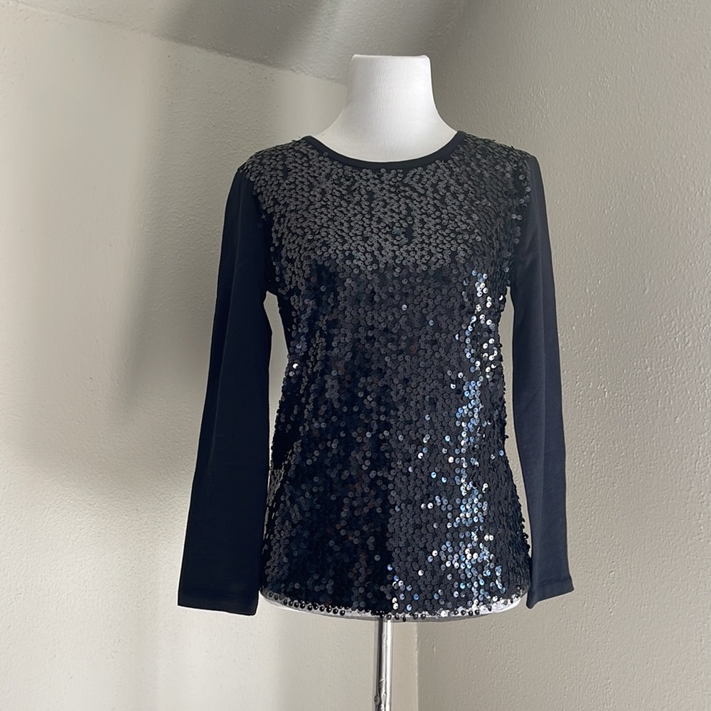 NWOT J. Crew Sequined Long Sleeve Top